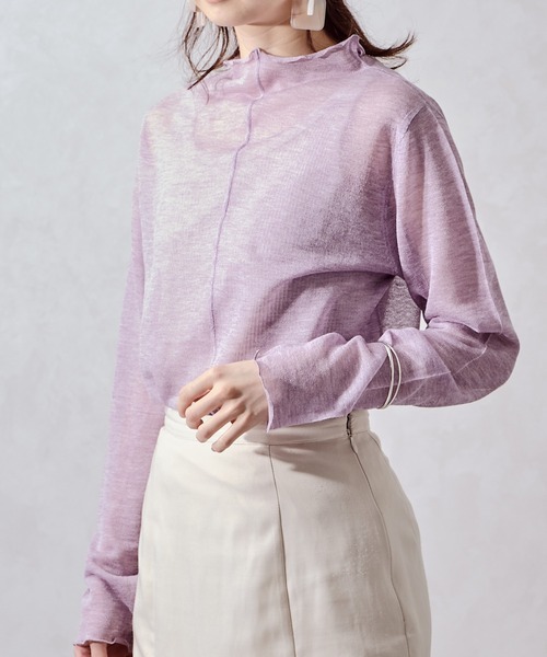 acro（アクロ）の「シアーニットインナー/AC1026（Tシャツ/カットソー・レディース・ホワイト/ブラック/パープル/イエロー・ﾌﾘ-）」の11枚目の写真