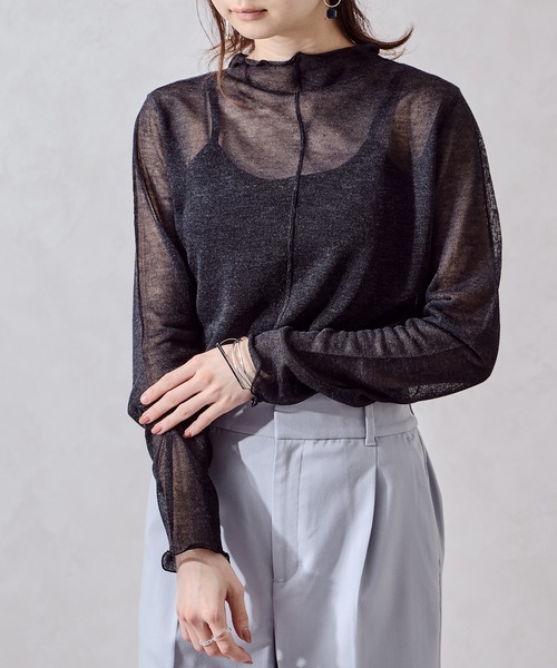 acro（アクロ）の「シアーニットインナー/AC1026（Tシャツ/カットソー・レディース・ホワイト/ブラック/パープル/イエロー・ﾌﾘ-）」の8枚目の写真