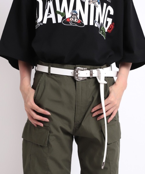 RNA(アールエヌエー)の「E4791 レザーロングライクベルト(ベルト・レディース・レオパード/ホワイト/ブラック・FREE)」の1枚目の写真