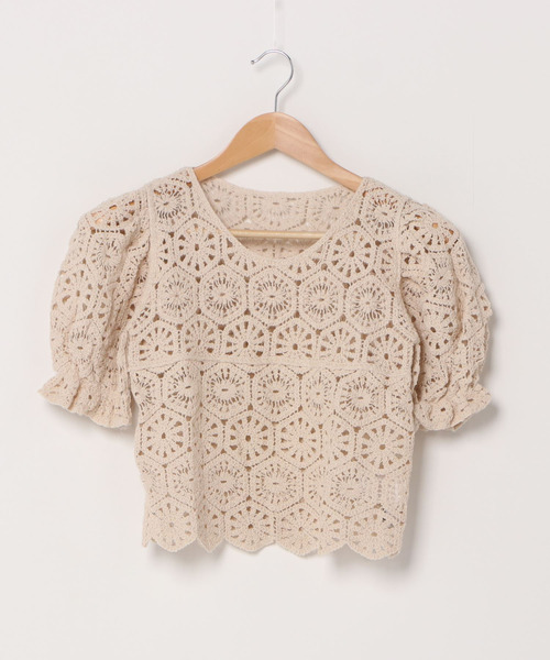 emi+(エミプラス)の「レース刺繍 フレアスリーブブラウス(シャツ/ブラウス・レディース・ホワイト/ベージュ・FREE)」の5枚目の写真
