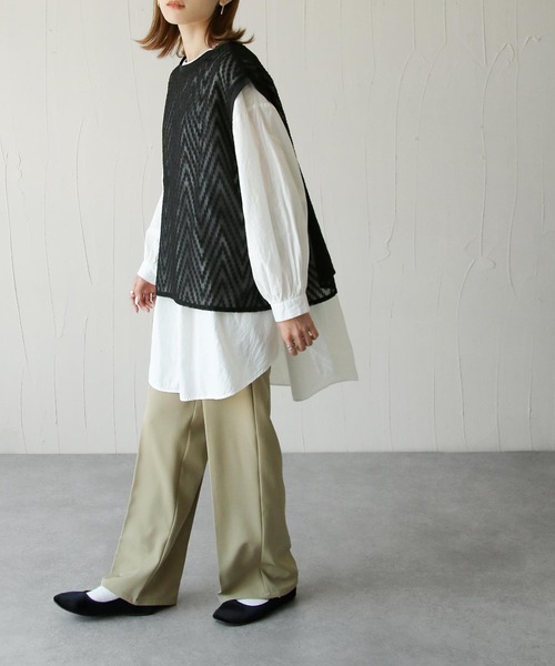 Chillfar（チルファー）の「総柄シースルーベスト（ベスト・レディース・ブラック/アイボリー/ホワイト/ブルー/グリーン・FREE）」の10枚目の写真