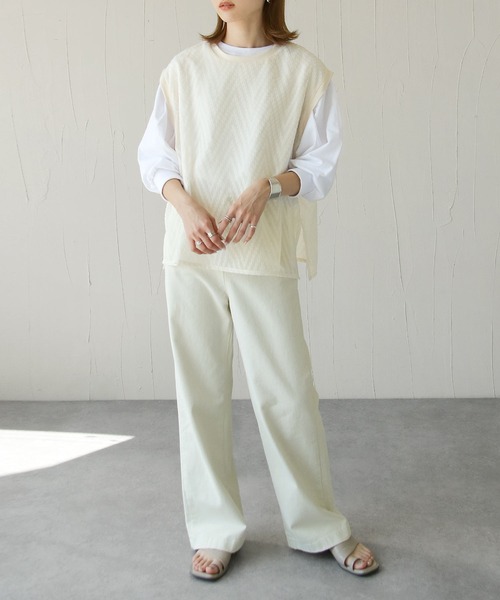 Chillfar（チルファー）の「総柄シースルーベスト（ベスト・レディース・ブラック/アイボリー/ホワイト/ブルー/グリーン・FREE）」の12枚目の写真