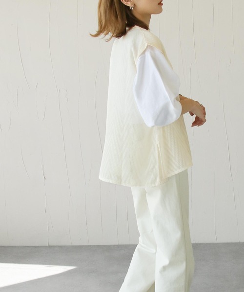 Chillfar（チルファー）の「総柄シースルーベスト（ベスト・レディース・ブラック/アイボリー/ホワイト/ブルー/グリーン・FREE）」の14枚目の写真