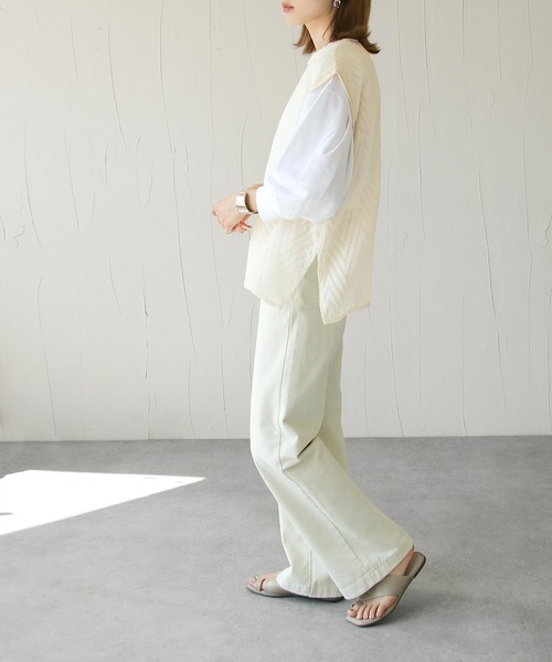 Chillfar（チルファー）の「総柄シースルーベスト（ベスト・レディース・ブラック/アイボリー/ホワイト/ブルー/グリーン・FREE）」の15枚目の写真