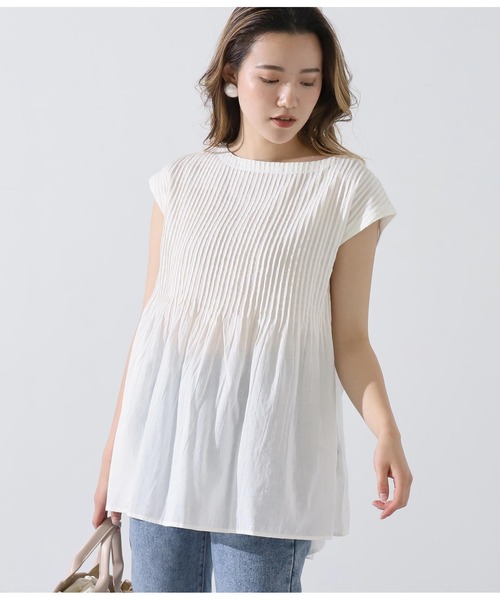 Alluge（アルージュ）の「コットンボイルピンタックチュニック（チュニック・レディース・オフホワイト/ブルー/ブラック・FREE）」の15枚目の写真