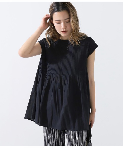 Alluge（アルージュ）の「コットンボイルピンタックチュニック（チュニック・レディース・オフホワイト/ブルー/ブラック・FREE）」の9枚目の写真