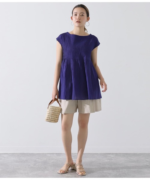 Alluge（アルージュ）の「コットンボイルピンタックチュニック（チュニック・レディース・オフホワイト/ブルー/ブラック・FREE）」の7枚目の写真