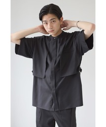 CREARE -LINO- | 【2021春夏】サイドベルト レイヤードベスト バンドカラーとろみシャツ(シャツ/ブラウス)