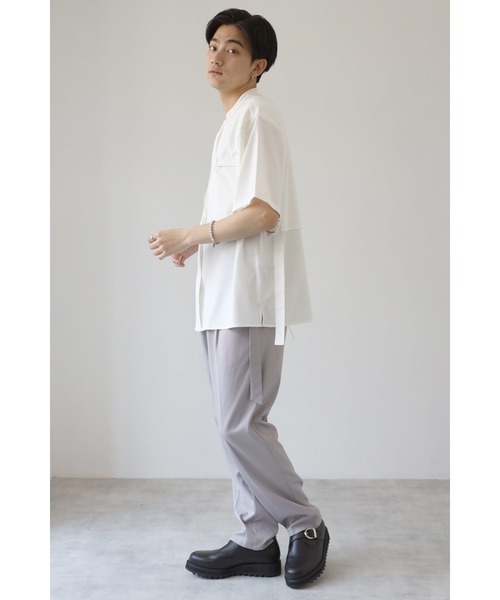 CREARE -LINO-（クレアーレリノ）の「サイドベルト レイヤードベスト バンドカラーとろみシャツ（シャツ/ブラウス・メンズ・ホワイト/ブラック/ベージュ・M/L）」の12枚目の写真