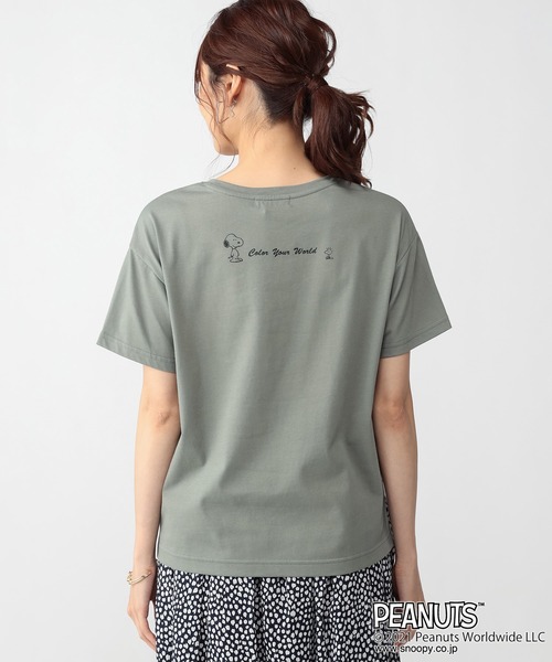 Petit Honfleur(プチオンフルール)の「【スヌーピー】両面プリント コラボTシャツ(Tシャツ/カットソー・レディース・カーキ/ネイビー/ホワイト・L/M)」の5枚目の写真