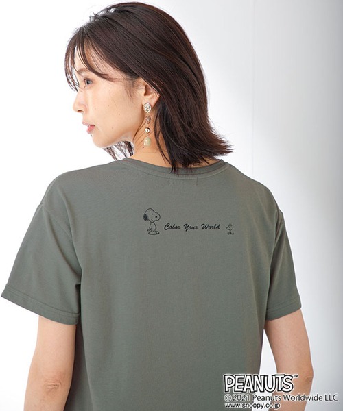 Petit Honfleur(プチオンフルール)の「【スヌーピー】両面プリント コラボTシャツ(Tシャツ/カットソー・レディース・カーキ/ネイビー/ホワイト・L/M)」の14枚目の写真