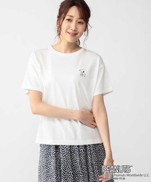 Petit Honfleur(プチオンフルール)の「【スヌーピー】両面プリント コラボTシャツ(Tシャツ/カットソー・レディース・カーキ/ネイビー/ホワイト・L/M)」の19枚目の写真