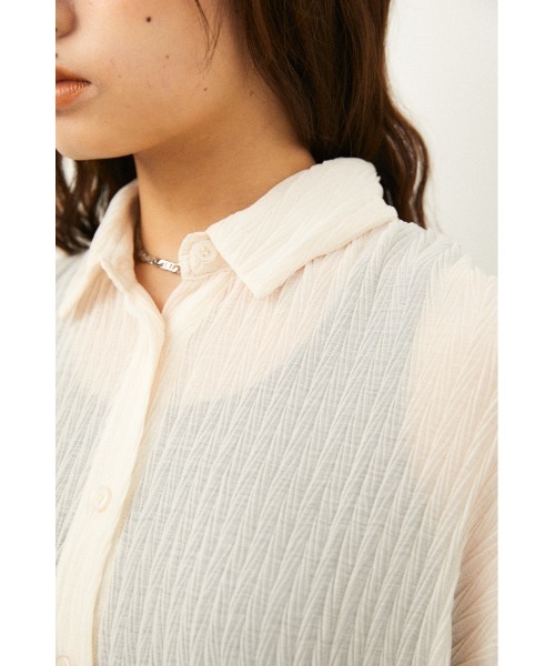 LAGUA GEM(ラグアジェム)の「SHEER OVER SH(シャツ/ブラウス・レディース・オフホワイト/ブラック/ブルー・FREE)」の9枚目の写真