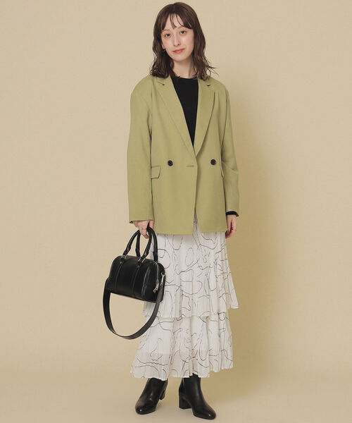 Ray BEAMS（レイビームス）の「Ray BEAMS / ライン プリント プリーツ スカート（スカート・レディース・ホワイト/ミント・ONE SIZE）」の4枚目の写真