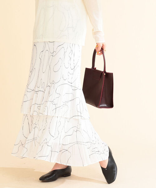 Ray BEAMS（レイビームス）の「Ray BEAMS / ライン プリント プリーツ スカート（スカート・レディース・ホワイト/ミント・ONE SIZE）」の6枚目の写真