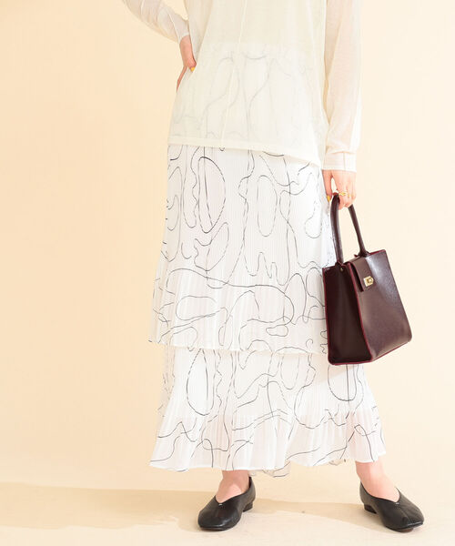 Ray BEAMS（レイビームス）の「Ray BEAMS / ライン プリント プリーツ スカート（スカート・レディース・ホワイト/ミント・ONE SIZE）」の7枚目の写真