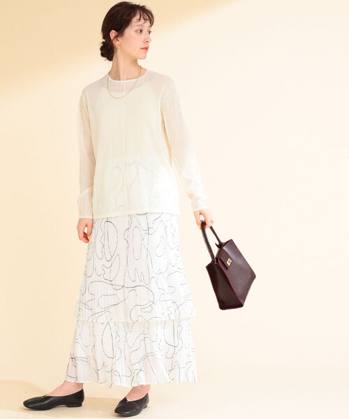 Ray BEAMS（レイビームス）の「Ray BEAMS / ライン プリント プリーツ スカート（スカート・レディース・ホワイト/ミント・ONE SIZE）」の8枚目の写真