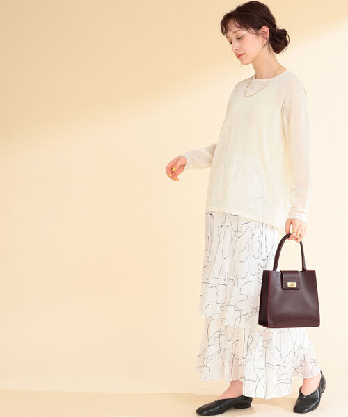 Ray BEAMS（レイビームス）の「Ray BEAMS / ライン プリント プリーツ スカート（スカート・レディース・ホワイト/ミント・ONE SIZE）」の9枚目の写真