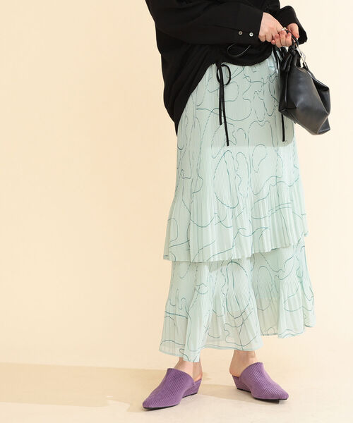 Ray BEAMS（レイビームス）の「Ray BEAMS / ライン プリント プリーツ スカート（スカート・レディース・ホワイト/ミント・ONE SIZE）」の15枚目の写真