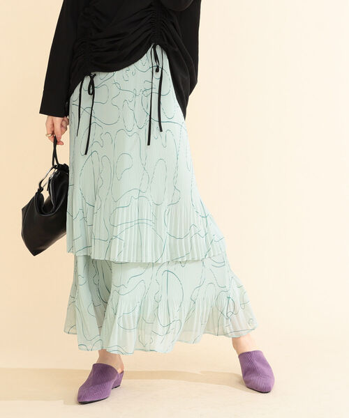 Ray BEAMS（レイビームス）の「Ray BEAMS / ライン プリント プリーツ スカート（スカート・レディース・ホワイト/ミント・ONE SIZE）」の16枚目の写真