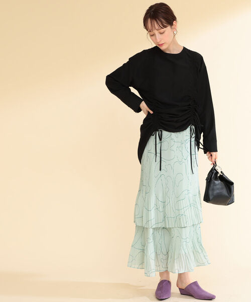 Ray BEAMS（レイビームス）の「Ray BEAMS / ライン プリント プリーツ スカート（スカート・レディース・ホワイト/ミント・ONE SIZE）」の17枚目の写真