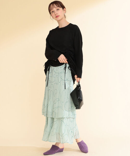 Ray BEAMS（レイビームス）の「Ray BEAMS / ライン プリント プリーツ スカート（スカート・レディース・ホワイト/ミント・ONE SIZE）」の18枚目の写真