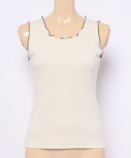 ehka sopo（エヘカソポ）の「配色メロータンクトップ（タンクトップ・レディース・ブラック/オフホワイト/ミント/ブラウン・ﾌﾘ-）」の2枚目の写真