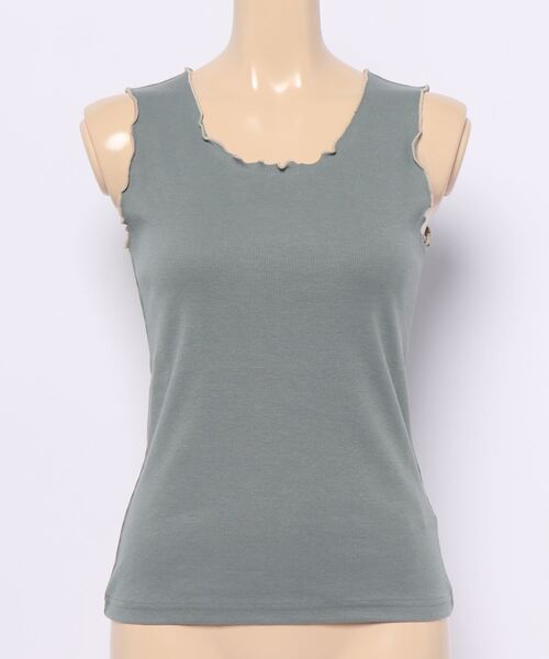 ehka sopo（エヘカソポ）の「配色メロータンクトップ（タンクトップ・レディース・ブラック/オフホワイト/ミント/ブラウン・ﾌﾘ-）」の4枚目の写真