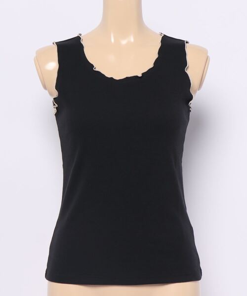 ehka sopo（エヘカソポ）の「配色メロータンクトップ（タンクトップ・レディース・ブラック/オフホワイト/ミント/ブラウン・ﾌﾘ-）」の3枚目の写真