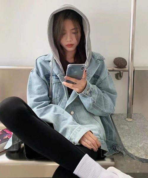 meJane（ミージェーン）の「ビッグシルエットデニムジャケット（デニムジャケット・レディース・ブルー・FREE）」の10枚目の写真