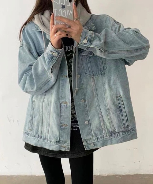 meJane（ミージェーン）の「ビッグシルエットデニムジャケット（デニムジャケット・レディース・ブルー・FREE）」の9枚目の写真