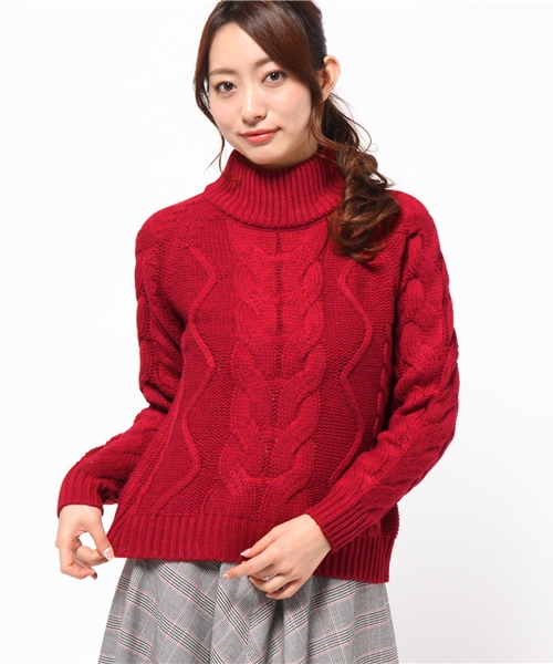 Chico(チコ)の「タートルケーブルニット(ニット/セーター・レディース・グレー/ホワイト/レッド/ネイビー・FREE)」の10枚目の写真