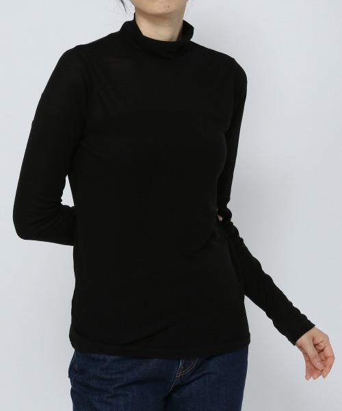 LOWRYS FARM（ローリーズファーム）の「シアーテレコカラータートルＬＳ　229928（Tシャツ/カットソー・レディース・ホワイト/ブラック/グレー/グリーン・FREE）」の3枚目の写真