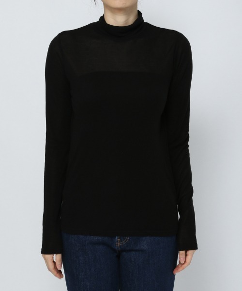 LOWRYS FARM（ローリーズファーム）の「シアーテレコカラータートルＬＳ　229928（Tシャツ/カットソー・レディース・ホワイト/ブラック/グレー/グリーン・FREE）」の9枚目の写真