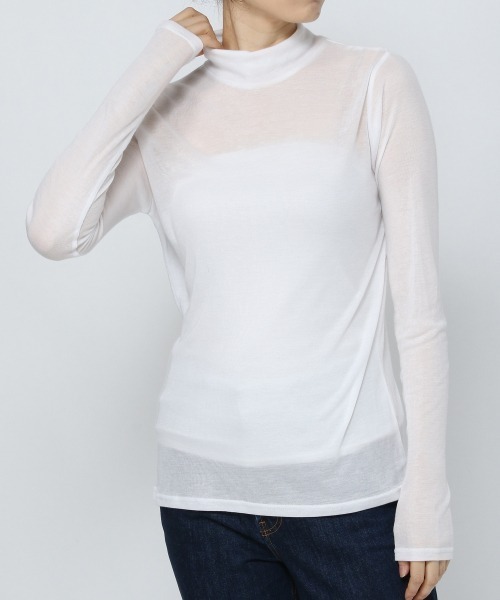 LOWRYS FARM（ローリーズファーム）の「シアーテレコカラータートルＬＳ　229928（Tシャツ/カットソー・レディース・ホワイト/ブラック/グレー/グリーン・FREE）」の18枚目の写真