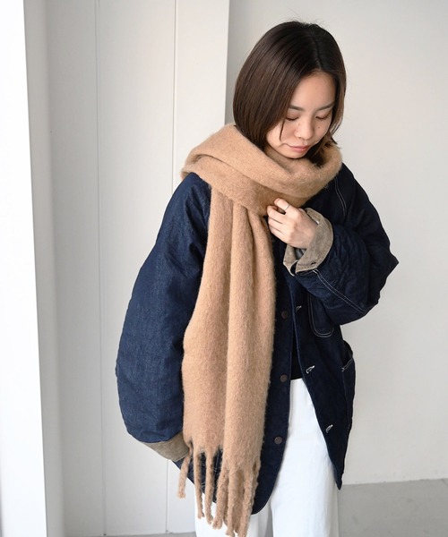 CANAL JEAN（キャナルジーン）の「via j(ヴィアジェイ) フリンジストール（ストール/ショール・レディース・ホワイト/ライトグレー/ブラウン/グレー/ブルー/ライトブラウン/モカ/キャメル・ONE SIZE）」の8枚目の写真