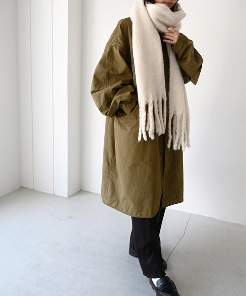 CANAL JEAN（キャナルジーン）の「via j(ヴィアジェイ) フリンジストール（ストール/ショール・レディース・ホワイト/ライトグレー/ブラウン/グレー/ブルー/ライトブラウン/モカ/キャメル・ONE SIZE）」の2枚目の写真