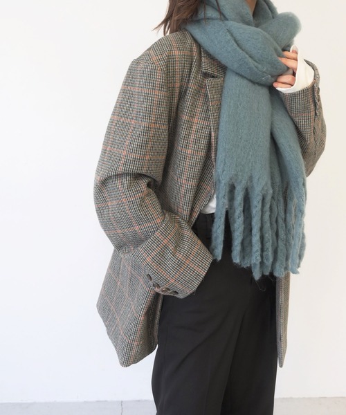 CANAL JEAN（キャナルジーン）の「via j(ヴィアジェイ) フリンジストール（ストール/ショール・レディース・ホワイト/ライトグレー/ブラウン/グレー/ブルー/ライトブラウン/モカ/キャメル・ONE SIZE）」の7枚目の写真