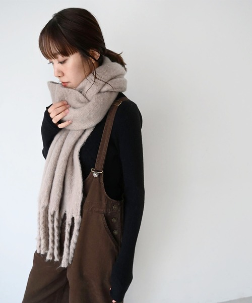 CANAL JEAN（キャナルジーン）の「via j(ヴィアジェイ) フリンジストール（ストール/ショール・レディース・ホワイト/ライトグレー/ブラウン/グレー/ブルー/ライトブラウン/モカ/キャメル・ONE SIZE）」の5枚目の写真