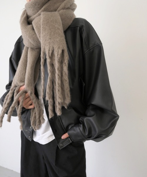 CANAL JEAN（キャナルジーン）の「via j(ヴィアジェイ) フリンジストール（ストール/ショール・レディース・ホワイト/ライトグレー/ブラウン/グレー/ブルー/ライトブラウン/モカ/キャメル・ONE SIZE）」の6枚目の写真