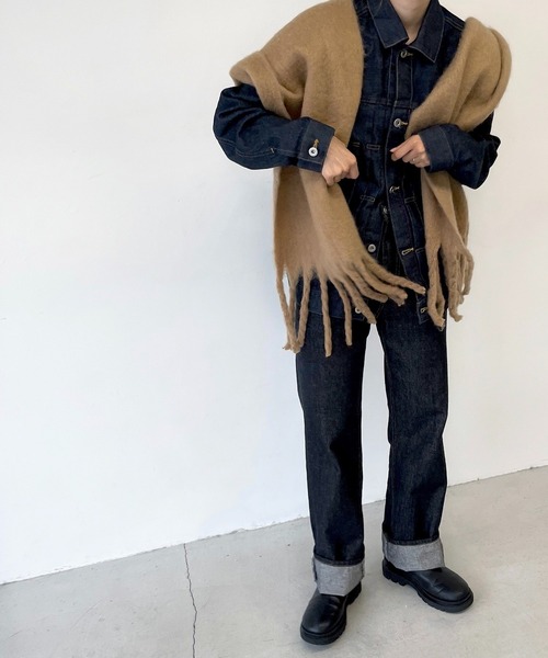CANAL JEAN（キャナルジーン）の「via j(ヴィアジェイ) フリンジストール（ストール/ショール・レディース・ホワイト/ライトグレー/ブラウン/グレー/ブルー/ライトブラウン/モカ/キャメル・ONE SIZE）」の15枚目の写真
