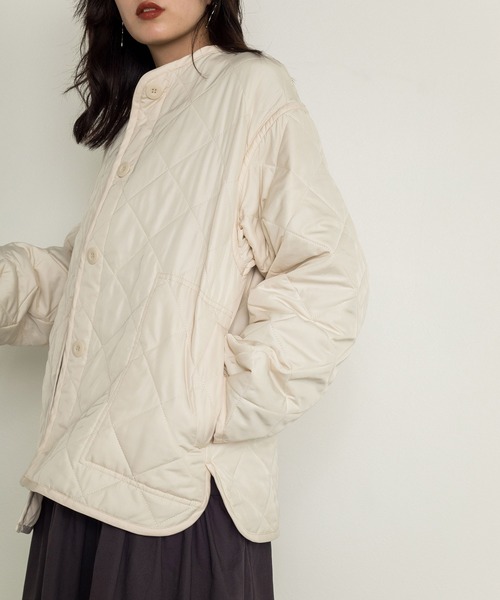 w closet（ダブルクローゼット）の「レイヤードキルティングジャケット（ダウンジャケット/コート・レディース・ブラック/アイボリー/ライトベージュ・FREE）」の13枚目の写真