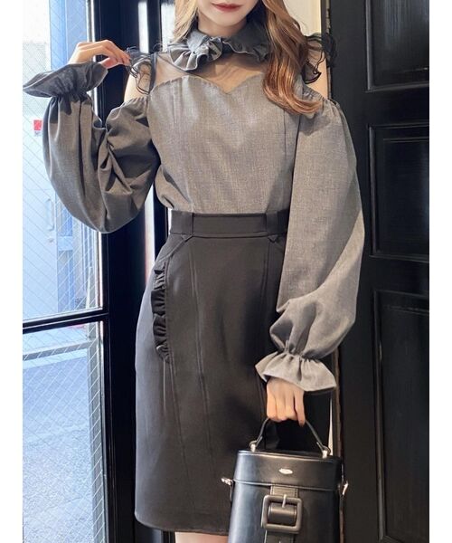 EATME（イートミー）の「チュールコンビラッフルブラウス（シャツ/ブラウス・レディース・ブラック/オフホワイト/その他1・FREE）」の9枚目の写真