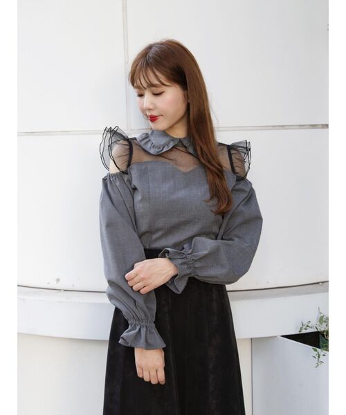 EATME（イートミー）の「チュールコンビラッフルブラウス（シャツ/ブラウス・レディース・ブラック/オフホワイト/その他1・FREE）」の8枚目の写真