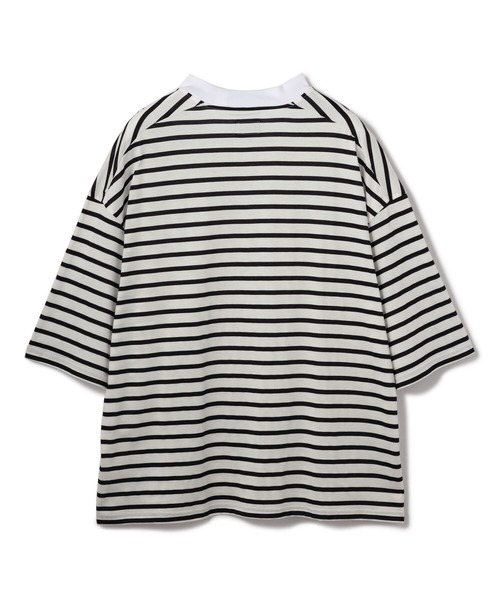 DANKE SCHON（ダンケシェーン）の「DankeSchon/ダンケシェーン/ボーダーショートモックネックTシャツ（Tシャツ/カットソー・メンズ・ホワイト/ブラック・FREE）」の3枚目の写真