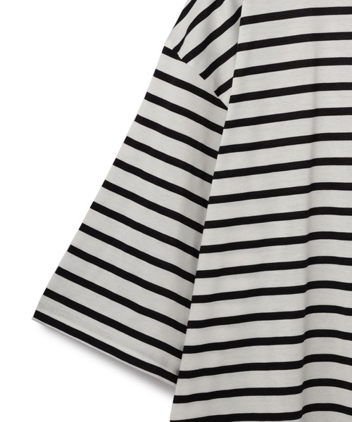 DANKE SCHON（ダンケシェーン）の「DankeSchon/ダンケシェーン/ボーダーショートモックネックTシャツ（Tシャツ/カットソー・メンズ・ホワイト/ブラック・FREE）」の7枚目の写真