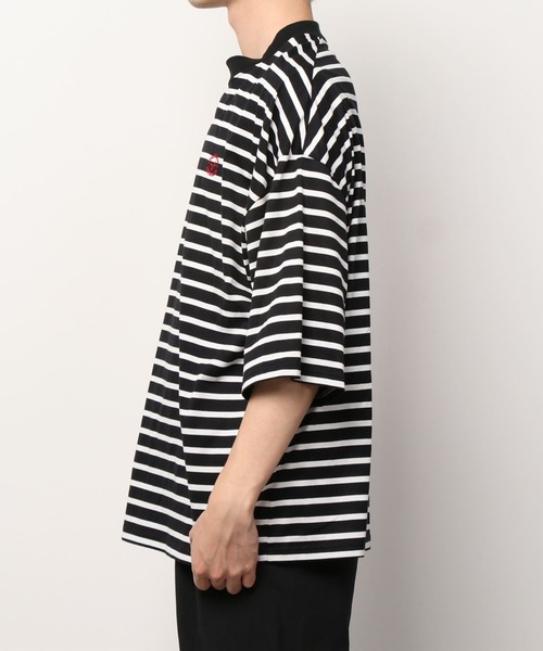 DANKE SCHON（ダンケシェーン）の「DankeSchon/ダンケシェーン/ボーダーショートモックネックTシャツ（Tシャツ/カットソー・メンズ・ホワイト/ブラック・FREE）」の16枚目の写真