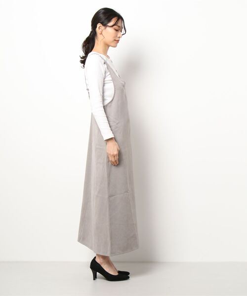 Lugnoncure（ルノンキュール）の「スエードキャミワンピース（ワンピース・レディース・ブラック/グレー/ピンク・ﾌﾘ-）」の5枚目の写真