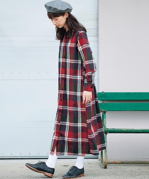 セール】サニークラウズ 気さくな赤いチェックワンピース〈レディース