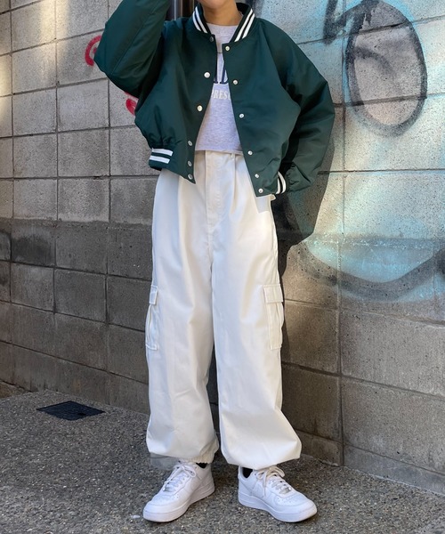 WEGO（ウィゴー）の「WEGO/ラインリブショートスタジャン（スタジャン・レディース・グリーン/ホワイト/ブラック・FREE）」の11枚目の写真